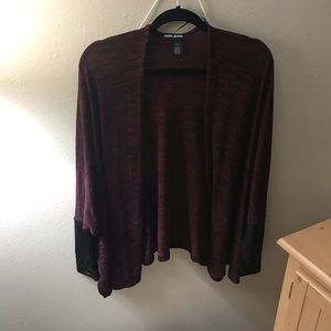 DKNY Cardigan with Faux Leather Detail